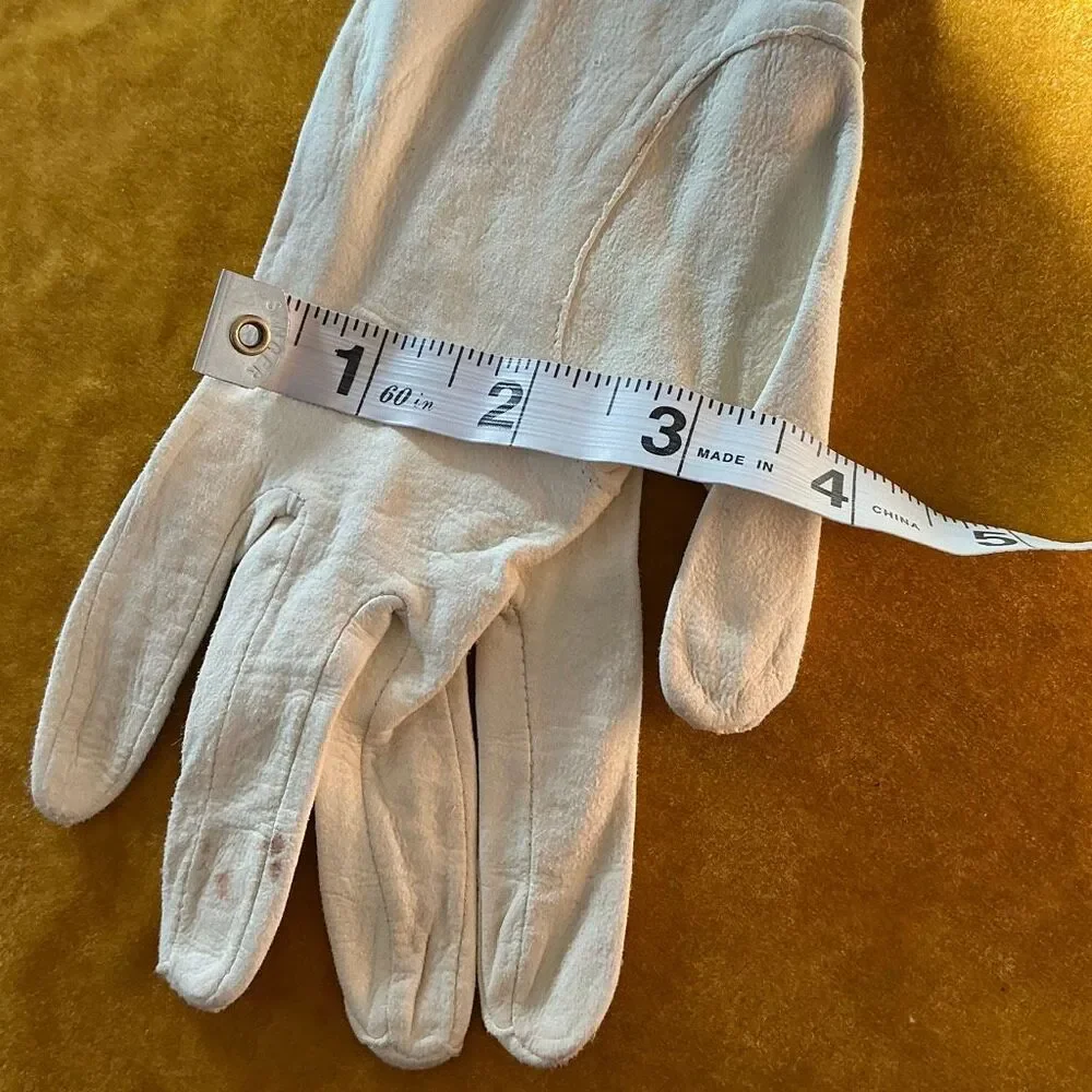 1940s–50s Vintage Kid Leather Gloves Women‎ Size 6 1/2 Ivory Cream